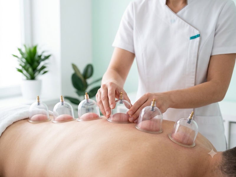 Cupping therapy being performed