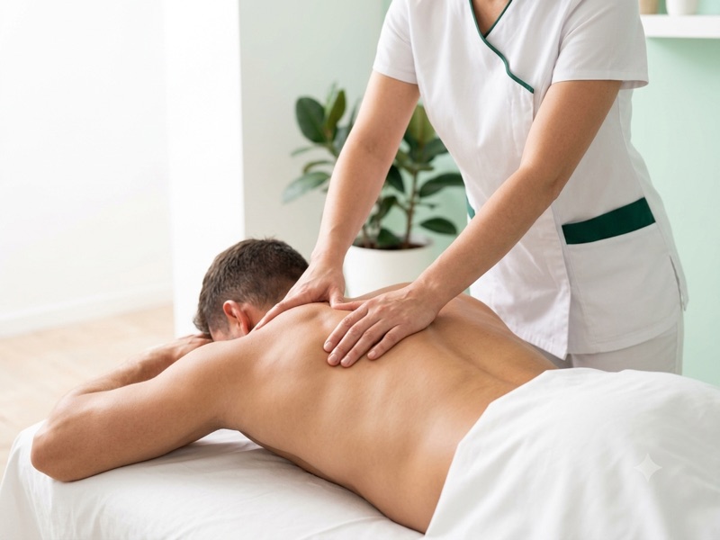 Deep tissue massage on the back